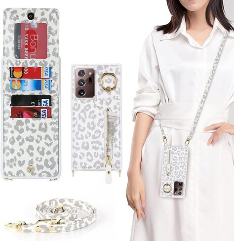 حافظة محفظة Jaorty Samsung Galaxy Note 20 Ultra للنساء والرجال مع حامل بطاقات، حافظات هاتف Samsung Note 20 Ultra Crossbody مع حبل حزام، جيب بسحاب من جلد البولي يوريثان، محفظة بمسند، 6.9 بوصة عنابي in Kuwait