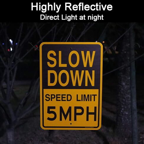 Slow Down Speed Limit 5 MPH Sign,Traffic Sign,17 x 12 inches,Reflective Aluminum,UV Protected,Weather Resistant,Waterproof,Durable Ink,Outdoor Use,Easy to Mount(2 Pack) in Saudi Arabia