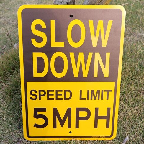 Slow Down Speed Limit 5 MPH Sign,Traffic Sign,17 x 12 inches,Reflective Aluminum,UV Protected,Weather Resistant,Waterproof,Durable Ink,Outdoor Use,Easy to Mount(2 Pack) in Saudi Arabia