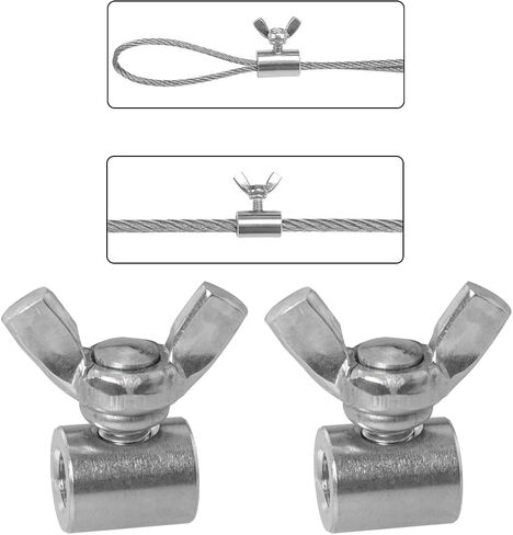 4PCS 304 Stainless Steel 4mm Hole Wire Rope Clips Single Hole Manual Wire Twisting Clamps for Wire Butterfly Screw Silver in Saudi Arabia