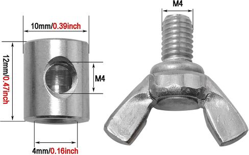 4PCS 304 Stainless Steel 4mm Hole Wire Rope Clips Single Hole Manual Wire Twisting Clamps for Wire Butterfly Screw Silver in Saudi Arabia