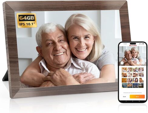 إطار صور رقمي واي فاي مقاس 10.1 بوصة، إطار صور سحابي ذكي مع مساحة تخزين 64 جيجابايت، إعداد سهل لمشاركة الصور أو مقاطع الفيديو عبر تطبيق Biufarme، تدوير تلقائي in Kuwait