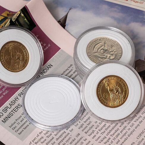 حاملات عملات Boen 100 قطعة 46 مم 25 كبسولات عملات معدنية بأحجام متنوعة (20 قطعة × 5 عبوات) حاملات عملات معدنية 16-40 مم حشوات إسفنجية مع علبة عملات معدنية لجمع العملات المعدنية. in Kuwait