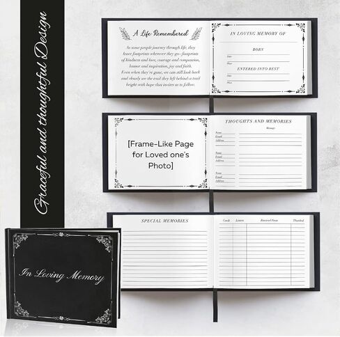 VEX ECOM LTD. Funeral Guest Book Set, 207 Entries Funeral Sign in Book for Memorial Service, Hardcover Celebration of Life Guest Book, Guest Book for Funeral - Includes Pen & Stand, Table Sign, Box in Saudi Arabia