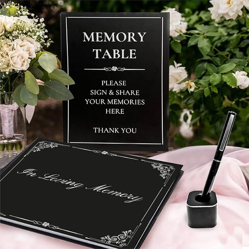 VEX ECOM LTD. Funeral Guest Book Set, 207 Entries Funeral Sign in Book for Memorial Service, Hardcover Celebration of Life Guest Book, Guest Book for Funeral - Includes Pen & Stand, Table Sign, Box in Saudi Arabia