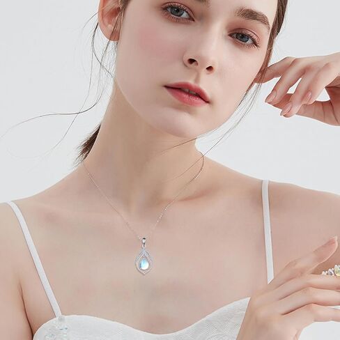 KQF Butterfly Moonstone Necklace for Women 925 Sterling Silver Filigree Teardrop Pendant Necklace Butterfly Moonstone Jewelry for Girls in Kuwait