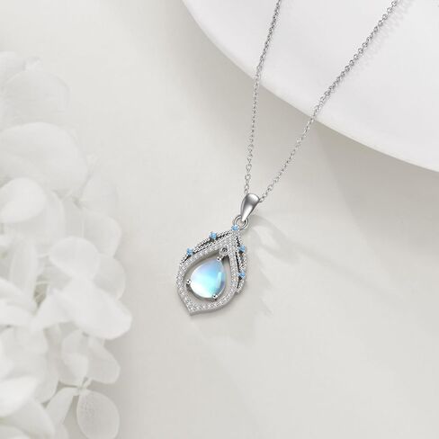 KQF Butterfly Moonstone Necklace for Women 925 Sterling Silver Filigree Teardrop Pendant Necklace Butterfly Moonstone Jewelry for Girls in Kuwait
