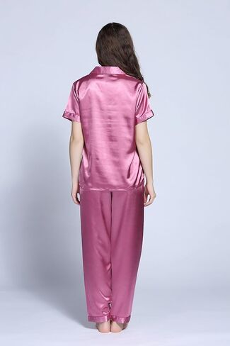 TONY AND CANDICE Women's Pajama Set, Short Sleeve Satin Sleepwear in Kuwait