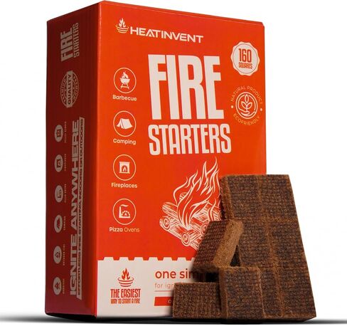 Fire Starter Squares 160 - Fire Starters for Campfires, Fireplace, Grill, BBQ, Wood stove, Fire Pit, Chimney, Charcoal - All Weather Waterproof, Odorless Firestarters Indoor and Outdoor in Saudi Arabia