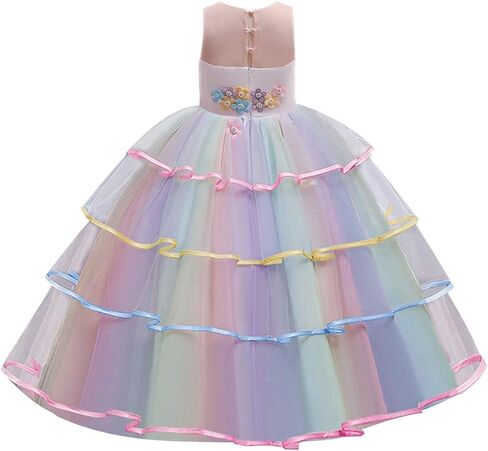 HIHCBF Flower Girls Unicorn Costume Pageant Princess Party Dress Wedding Birthday Halloween Carnival Long Maxi Ball Gown in Saudi Arabia