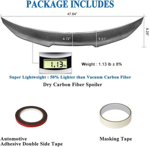 AeroBon Real Carbon Fiber Trunk Spoiler متوافق مع 2008-2011 Audi A4 B8 Sedan Spoiler (H Style) in Kuwait