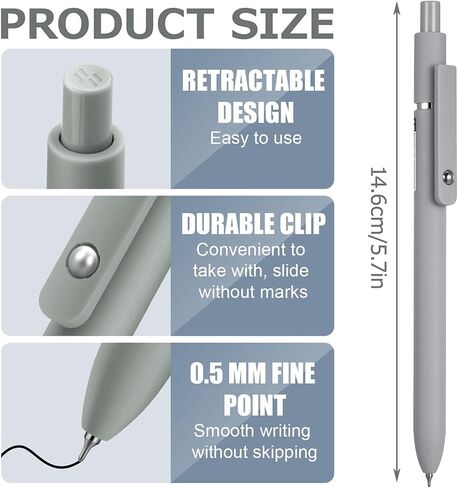 أقلام جل قابلة للسحب، أقلام حبر هلامية سوداء ذات نقطة دقيقة 0.5 مم، أقلام يومية سريعة الجفاف، أقلام كتابة سلسة لكتابة الصحفيين العاملين في المكاتب، عدد 5 in Saudi Arabia