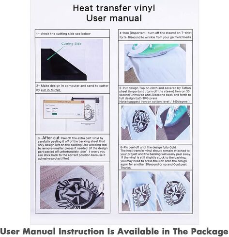 فينيل نقل الحرارة من selizo، 2 رول HTV باللونين الأسود والأبيض على الفينيل للقمصان والقبعات والملابس، متوافق مع Cricut، Cameo، آلات الضغط الحراري، التسامي (12 بوصة × 3.3 قدم لكل لفة) in Kuwait