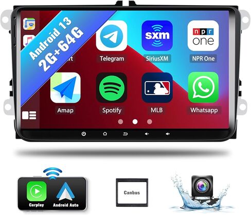 SIXWIN 2G+64G Android 13 ستيريو سيارة لسيارة VW Seat Passat Jetta Golf Polo Tiguan 9 بوصة شاشة تعمل باللمس VW راديو السيارة مع Carplay اللاسلكي Android Auto Bluetooth FM GPS Navigation WiFi HiFi Backup Camera in Saudi Arabia