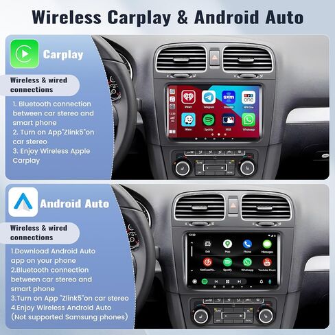 SIXWIN 2G+64G Android 13 ستيريو سيارة لسيارة VW Seat Passat Jetta Golf Polo Tiguan 9 بوصة شاشة تعمل باللمس VW راديو السيارة مع Carplay اللاسلكي Android Auto Bluetooth FM GPS Navigation WiFi HiFi Backup Camera in Saudi Arabia
