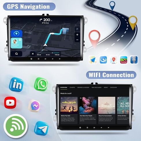 SIXWIN 2G+64G Android 13 ستيريو سيارة لسيارة VW Seat Passat Jetta Golf Polo Tiguan 9 بوصة شاشة تعمل باللمس VW راديو السيارة مع Carplay اللاسلكي Android Auto Bluetooth FM GPS Navigation WiFi HiFi Backup Camera in Saudi Arabia