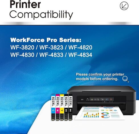 822XL Ink Cartridges Remanufactured for Epson 822XL Ink Cartridges for Epson 822XL T822 for Epson Workforce Pro WF-3820 WF-3823 WF-4820 WF-4830 WF-4833 WF-4834 Printer 5 Pack in Saudi Arabia