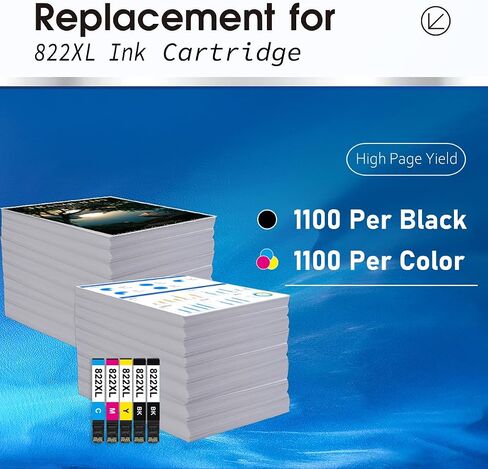 822XL Ink Cartridges Remanufactured for Epson 822XL Ink Cartridges for Epson 822XL T822 for Epson Workforce Pro WF-3820 WF-3823 WF-4820 WF-4830 WF-4833 WF-4834 Printer 5 Pack in Saudi Arabia