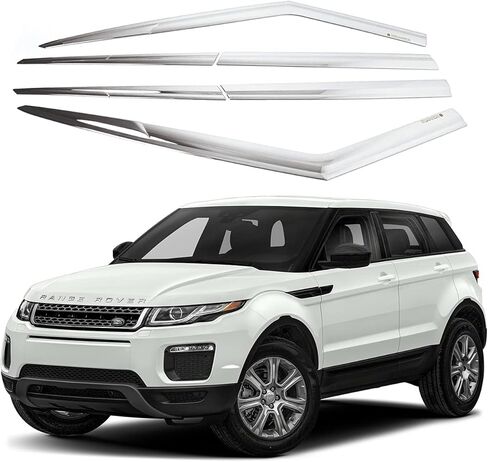 مجموعة أقنعة النافذة الواقية من المطر بشريط من AUTOCLOVER مكونة من 6 قطع لسيارة Land Rover Range Rover Evoque 2012 2013 2014 2015 2016 2017 2018 2019 / عاكسات النوافذ، ستائر تهوية خارج القناة (كروم) in Kuwait