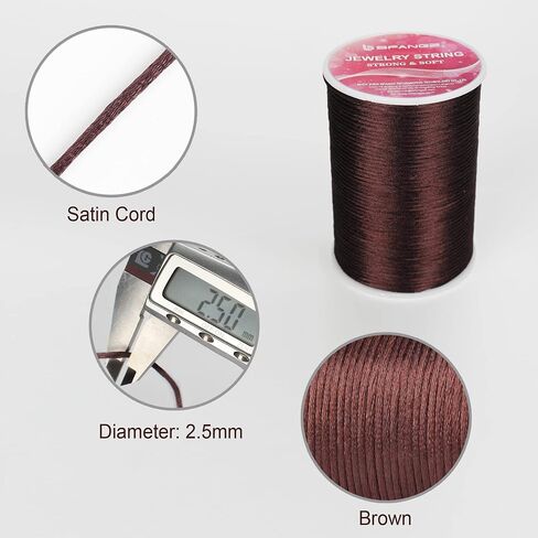 Satin Rattail Nylon Cord,2.5mm x 110 Yards Brown Beading String for Macrame Jewelry Necklaces Bracelets Making Chinese Knot Craft Trim Bulk Beading Thread(2.5, Brown) (DX2203FUTI) in Saudi Arabia