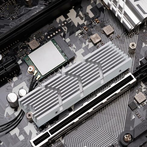 uxcell 1 Pack M.2 2280 NVME SSD Heatsink مع قاعدة بالوعة الحرارة، وسادات حرارية من السيليكون، مفك براغي، 73x22x6 مم، فضي in Saudi Arabia
