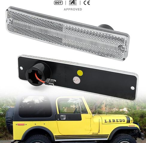 Amber Led Side Marker Lights Replacement for 1972-1986 J'eep CJ5 CJ7 Scrambler CJ8 Wagoneer J10 J20 Pickup Front Fender Side Markers Turn Signals OEM Sidemarker Lamps Kit Clear Lens in Saudi Arabia