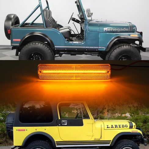 Amber Led Side Marker Lights Replacement for 1972-1986 J'eep CJ5 CJ7 Scrambler CJ8 Wagoneer J10 J20 Pickup Front Fender Side Markers Turn Signals OEM Sidemarker Lamps Kit Clear Lens in Saudi Arabia