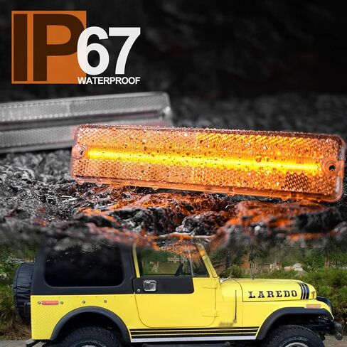 Amber Led Side Marker Lights Replacement for 1972-1986 J'eep CJ5 CJ7 Scrambler CJ8 Wagoneer J10 J20 Pickup Front Fender Side Markers Turn Signals OEM Sidemarker Lamps Kit Clear Lens in Saudi Arabia
