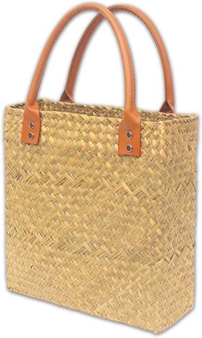 Straw Beach Bags for Women, Natural Straw Purse Top Handle Handbag No Lining Woven Tote Bag for Summer Vocation in Saudi Arabia