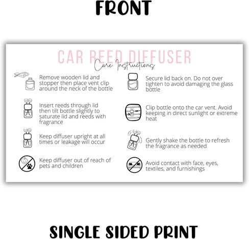بطاقة تعليمات للعناية بموزع زيت السيارة من ريد فينت | 50 قطعة 2 × 3.5 بوصة حزمة Freshie Wood Top Car Freshie Insert للبيع لعملاء DIY in Saudi Arabia