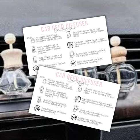 بطاقة تعليمات للعناية بموزع زيت السيارة من ريد فينت | 50 قطعة 2 × 3.5 بوصة حزمة Freshie Wood Top Car Freshie Insert للبيع لعملاء DIY in Saudi Arabia