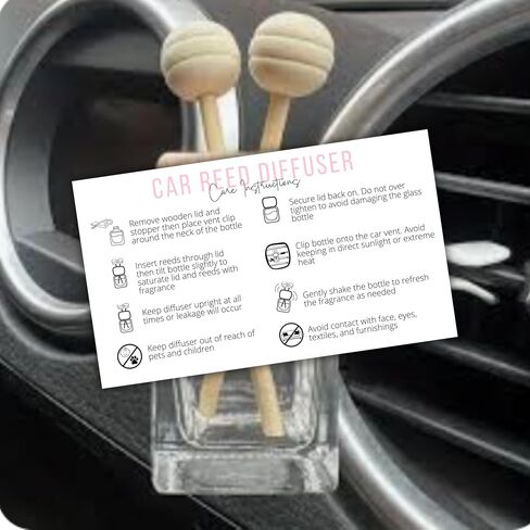 بطاقة تعليمات للعناية بموزع زيت السيارة من ريد فينت | 50 قطعة 2 × 3.5 بوصة حزمة Freshie Wood Top Car Freshie Insert للبيع لعملاء DIY in Saudi Arabia