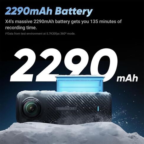 Insta360 CINSABMA X4 360 Camera 284752: Tiny 2.7K Action Camera, Hands-Free POV, Waterproof Bundle with 2 YR CPS Enhanced Protection Pack and Lexar Professional 128GB 1066x MicroSDXC Memory Card in Saudi Arabia
