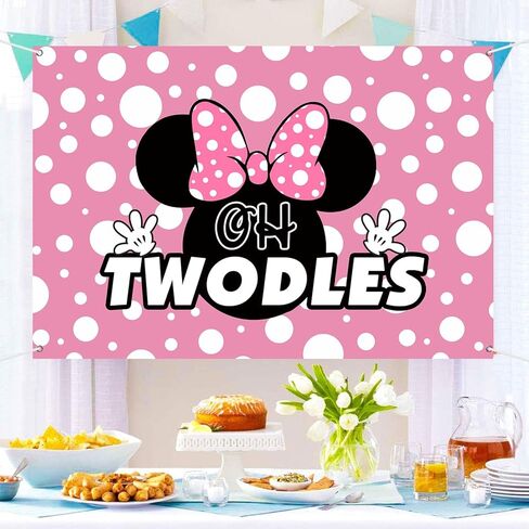 لافتة خلفية أوه تودل، ملصق عيد ميلاد سعيد الثاني، خلفية تصوير فوتوغرافي للفتيات الأميرة ميني ماوس زينة حفلات عيد الميلاد الثاني، دعامات كشك للصور مقاس 6 × 4 أقدام in Kuwait