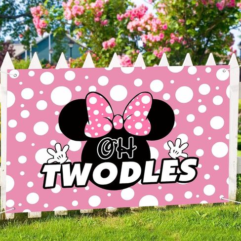 لافتة خلفية أوه تودل، ملصق عيد ميلاد سعيد الثاني، خلفية تصوير فوتوغرافي للفتيات الأميرة ميني ماوس زينة حفلات عيد الميلاد الثاني، دعامات كشك للصور مقاس 6 × 4 أقدام in Kuwait