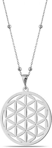 FLOWER OF LIFE Pendant and Chain Necklace, 18K gold plated sterling silver Minimal and TRENDY Designer Necklace, meaningful and elegant Gift for Loved Ones (Gold) in Saudi Arabia
