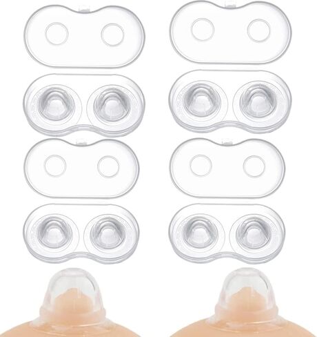 4 Pair Silicone Nipple Sucker Correctors for Inverted with Clear Case,Nipple Puller or Extender for Flat and Shy Nipple, Can be Used for Breastfeeding or Women, Softly Wear in Saudi Arabia