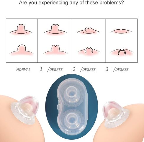 4 Pair Silicone Nipple Sucker Correctors for Inverted with Clear Case,Nipple Puller or Extender for Flat and Shy Nipple, Can be Used for Breastfeeding or Women, Softly Wear in Saudi Arabia