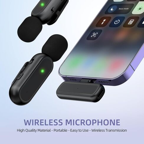 ميكروفون لاسلكي لجهاز iPhone iPad (2 TX + 1 RX + علبة شحن)، عمر بطارية 7 ساعات، ميكروفون صغير 3 أوضاع لتقليل الضوضاء لتسجيل الفيديو، YouTube، Vlog، TikTok، 75FT in Saudi Arabia