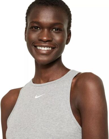 تيشيرت Sportswear Essential مضلع بدون أكمام للنساء من Nike (رمادي داكن/هيذر) (كبير) in Saudi Arabia
