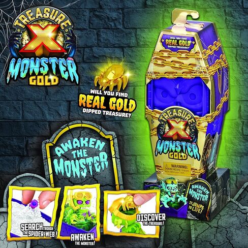لعبة فتح علبة واحدة من TREASURE X Monsters Gold مع السلايم ومركب شبكة العنكبوت 13 مستوى من المغامرة، هل ستجد كنزًا ذهبيًا حقيقيًا in Kuwait