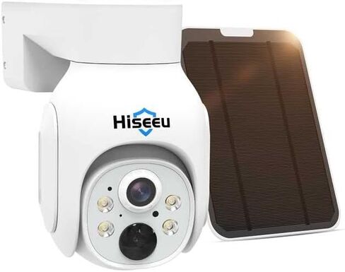 Hiseeu Solar Camera, 4MP 100% Wireless WiFi Camera Outdoor, Humanoid Detection, PTZ 360° View, Color Night Vision, IP66 Waterproof, 2-Way Audio, 2.4G WiFi, Compatible with NVR, No Monthly Fee, 2PCS in Saudi Arabia