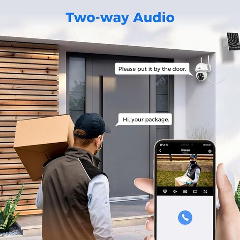 Hiseeu Solar Camera, 4MP 100% Wireless WiFi Camera Outdoor, Humanoid Detection, PTZ 360° View, Color Night Vision, IP66 Waterproof, 2-Way Audio, 2.4G WiFi, Compatible with NVR, No Monthly Fee, 2PCS in Saudi Arabia