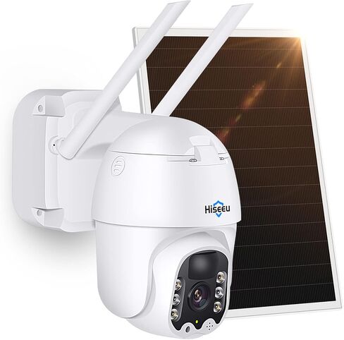 Hiseeu Solar Camera, 4MP 100% Wireless WiFi Camera Outdoor, Humanoid Detection, PTZ 360° View, Color Night Vision, IP66 Waterproof, 2-Way Audio, 2.4G WiFi, Compatible with NVR, No Monthly Fee, 2PCS in Saudi Arabia