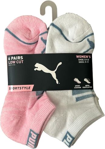 PUMA Low Cut Athletic Socks for Women, 6 Pairs, Sizes 5-9.5 in Saudi Arabia