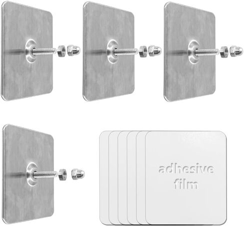 4Pcs 304 Stainless Steel Adhesive Screws, No Drilling Adhesive Wall Mount Screw Hooks, Adhesive Hanging Nails, Seamless Nail Free Screws, 1cm/0.39in in Saudi Arabia