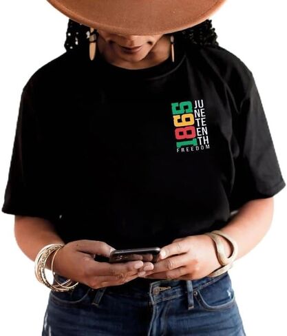قمصان Juneteenth قمصان التاريخ الأسود: حرية المرأة منذ عام 1865 برسومات قوس قزح، قمصان كاجوال بأكمام قصيرة in Kuwait