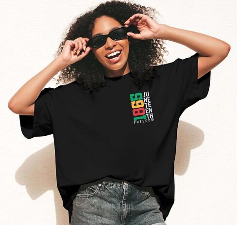 قمصان Juneteenth قمصان التاريخ الأسود: حرية المرأة منذ عام 1865 برسومات قوس قزح، قمصان كاجوال بأكمام قصيرة in Kuwait