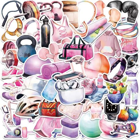 Sports Aesthetics Stickers for Adults Teens, 50PCSCute Vinyl Waterproof Sports Equipment Mixed Stickers Bulk for Water Bottle, Phone Skateboard Laptop, Sport Gift, Sport Party Favors (Sports) in Kuwait