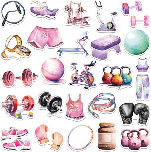 Sports Aesthetics Stickers for Adults Teens, 50PCSCute Vinyl Waterproof Sports Equipment Mixed Stickers Bulk for Water Bottle, Phone Skateboard Laptop, Sport Gift, Sport Party Favors (Sports) in Kuwait